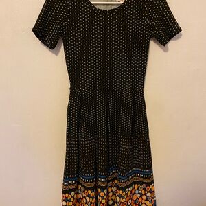 LuLaRoe Black Dress with Vibrant Multicolor Accents